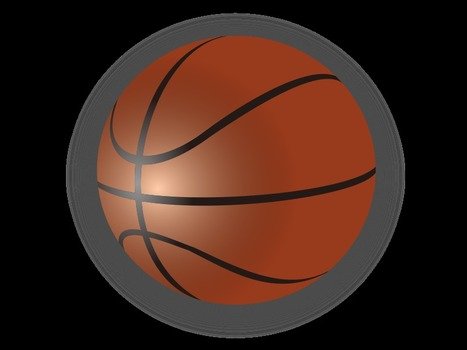 Small Basketball at dark background, drawing
