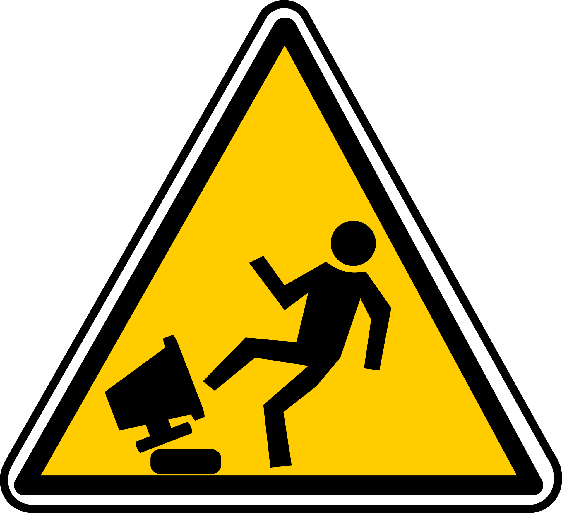 Warning sign with the falling man free image download