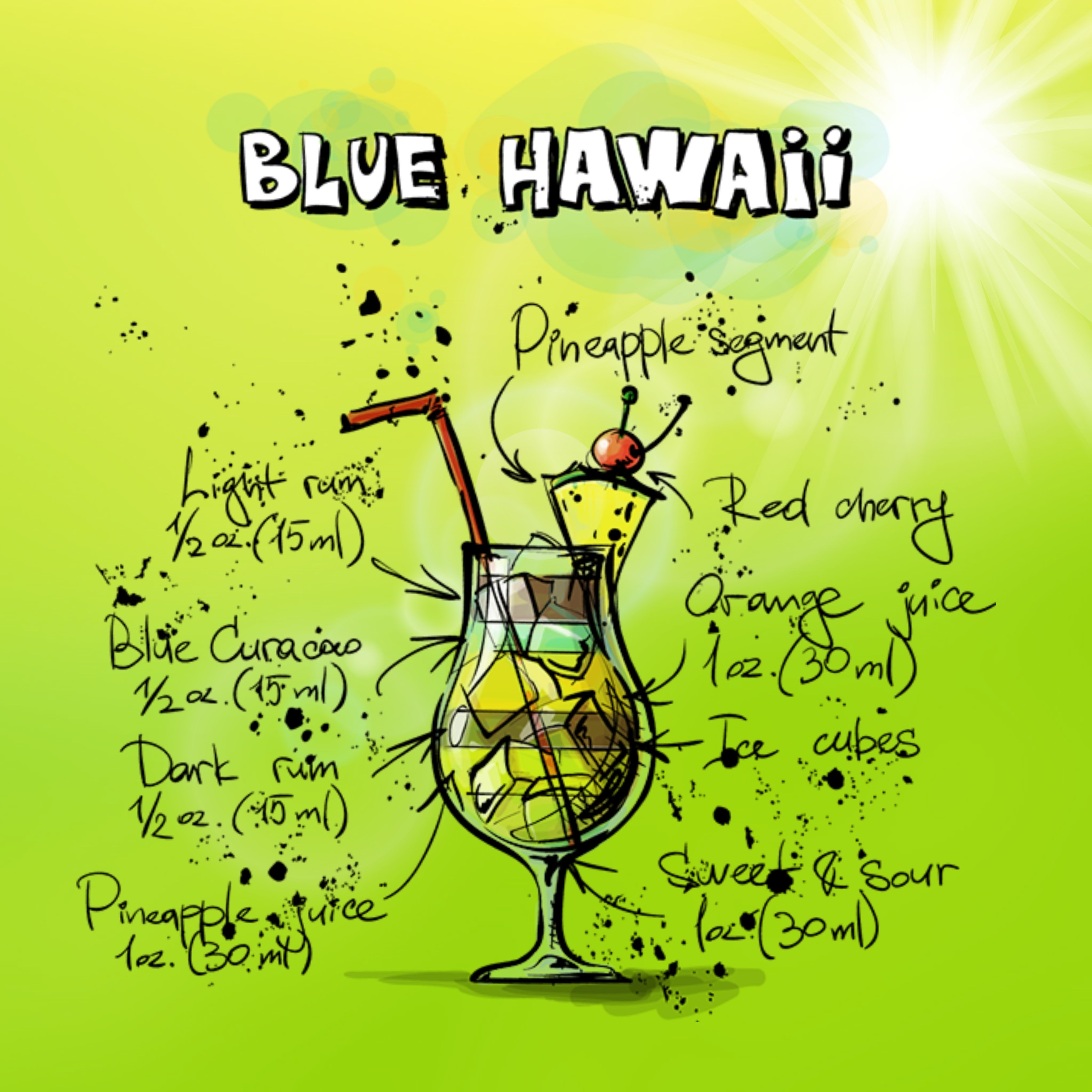 Blue hawaii cocktail drawing free image download