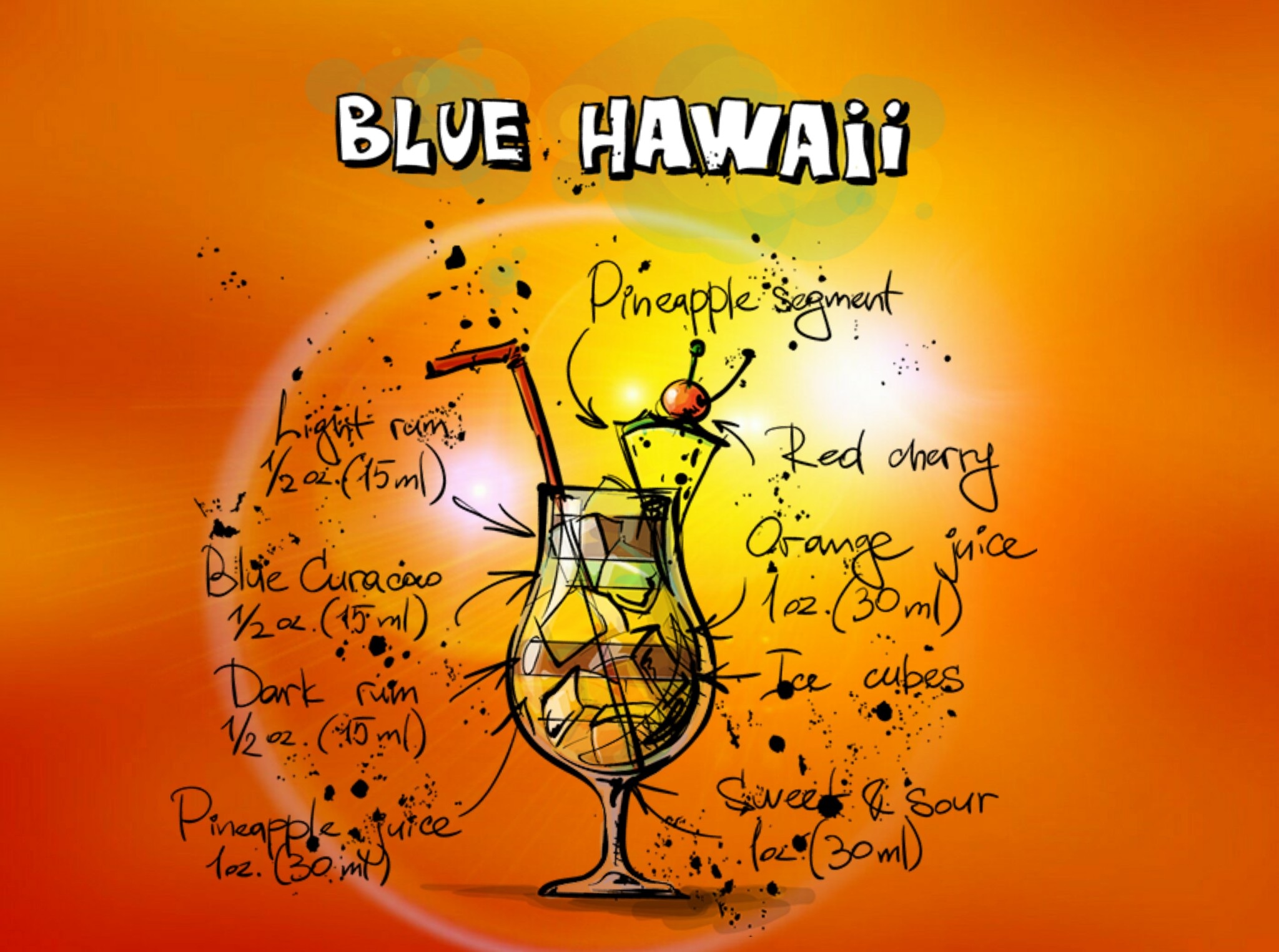 Blue hawaii cocktail drink free image download