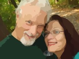 senior couple in love, digital art