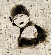 photo of young woman on old paper