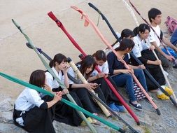 Sitting japanese students