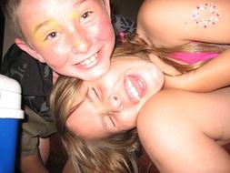 boy and girl laughing