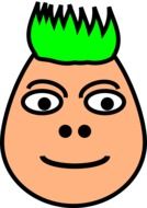 graphic image of an egghead with a green forelock