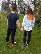 couple in love in a picturesque park