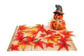 autumn leaf and pumpkin decoration for halloween
