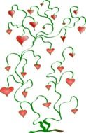 drawing of a plant with red hearts