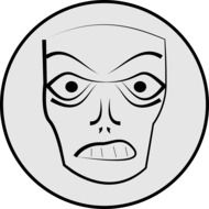 evil face on gray background drawing