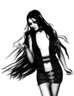 black and white silhouette of a girl with long hair