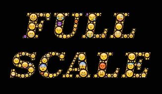 the inscription of emoticons on a black background