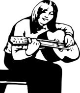 girl with guitar drawing