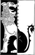 drawing of an evil lion on the shield