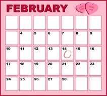 February on the calendar