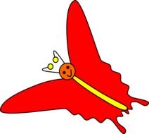 cartoon red butterfly, smiley