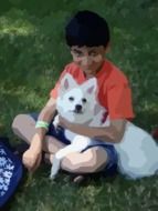 happy child with a puppy friend