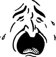 sad cry face drawing