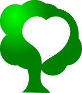 tree with heart shape on crown, environment, icon
