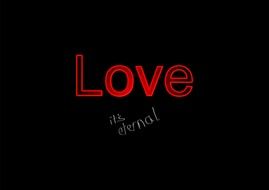 red inscription love on a black background