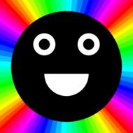 Picture of smiley against the rainbow
