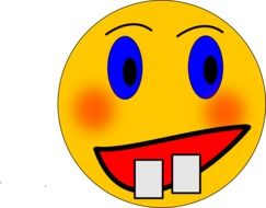 funny yellow smiley with big teeth drawing