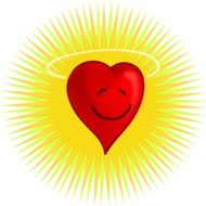 heart glows with a yellow light cartoon drawing