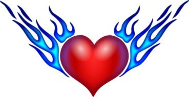red heart in blue flame