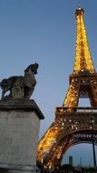 glowing eiffel tower in paris