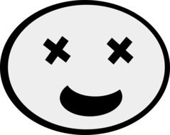 white smiley face without eyes drawing