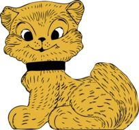 painted yellow kitten with a black collar