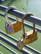 two love locks on the river