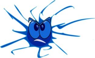 painted blue angry smiley