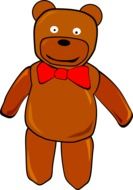graphic image of a teddy bear in a red bow tie