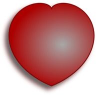 red convex heart on a white background