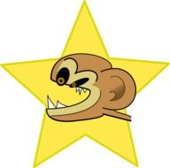 crazy angry chimp in star drawing