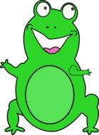 drawing of a laughing green frog