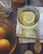 preparation of homemade lemonade in the kitchen