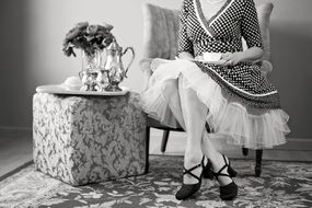 tea party in black and white