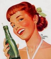 vintage image of a girl with a soda bottle