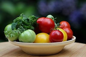 colorful tomatoes on a plate