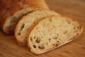 slices of a freshley backed baguette