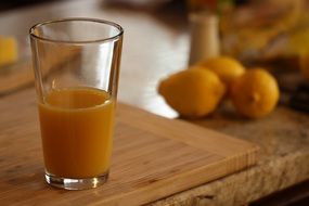 fresh orange and lemon juice in a clear glass