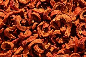 golden dried cut apple slices