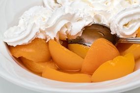 canned apricot with whipped cream