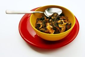 Stew in a yellow plate