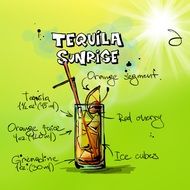 tequila sunrise cocktail drawing