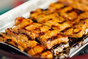 baked and fired meat for dinner