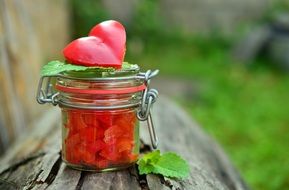 paprika cut in glass jar with a pepper heart on the top