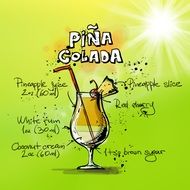 drawing of pina colada cocktail