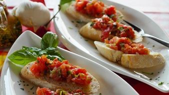 bruschetta bread made from fresh tomatoes and a baguette